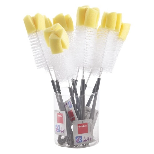 pot 10 goupillons fléxibles + tête éponge xl - metaltex