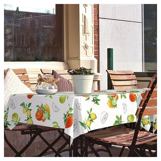 nappe toile ciree ronde manhattan citronella 150cm - d-c-table