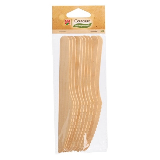 couteau jetable en bois x10 - belle france