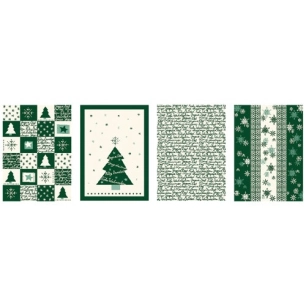 torchon coton noël green christmas 50 x 70 cm x 4 - tissages de beaulieu
