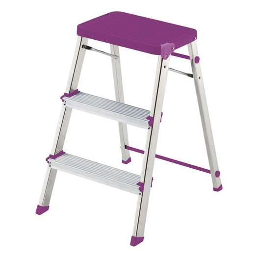 escabeau / marche-pied 3 niveaux mauve - m3 - rolser