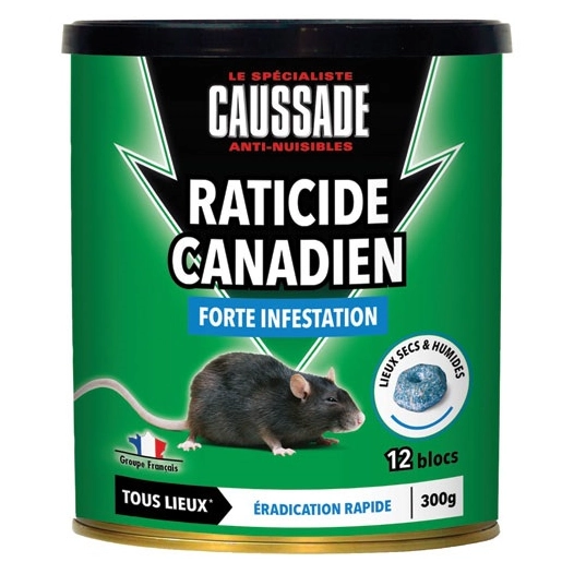 raticide canadien bloc pâte flocoumafen 300g - caussade