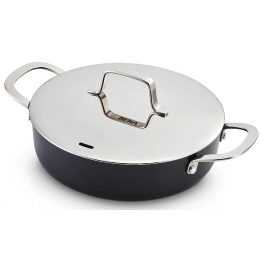sauteuse 2 anses revêtue 24 cm + couvercle inox - maestro - beka