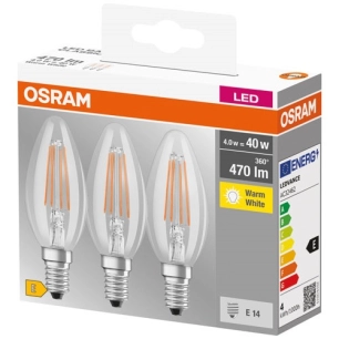 led clair flamme e14 4w chaud boite de 3 - osram