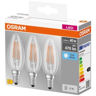 led clair flamme e14 4w froid boite de 3 - osram