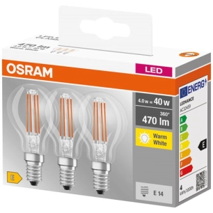 led clair sphérique e14 4w chaud boite de 3 - osram