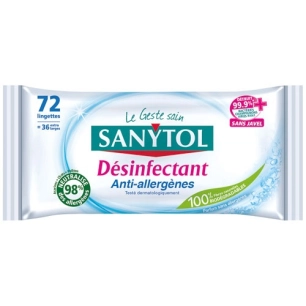 lingettes antiallergènes désinfectantes x48 sanytol - sanytol