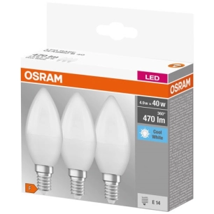 led flamme dépolie avec radiateur e14 4.9w froid boite de 3 - osram