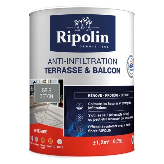 ripolin anti infiltration terrasses balcons gris 0.75l - ripolin