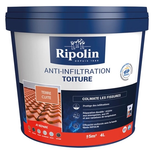 ripolin anti infiltration toiture terre cuite 4l - ripolin