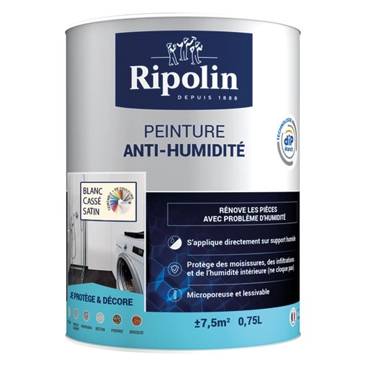 ripolin peint anti humidité blanc cassé 0.75l - ripolin