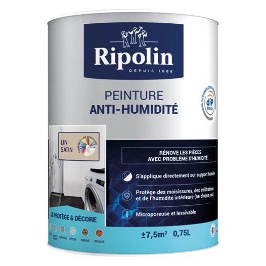 ripolin peint anti humidité lin 0.75l - ripolin