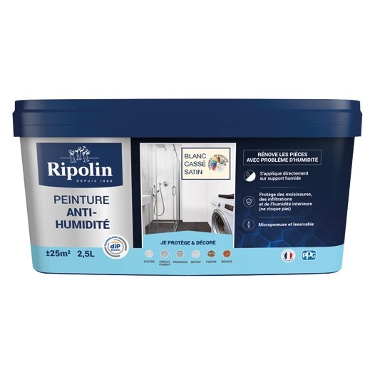 ripolin peint anti humidité blanc cassé 2.5l - ripolin