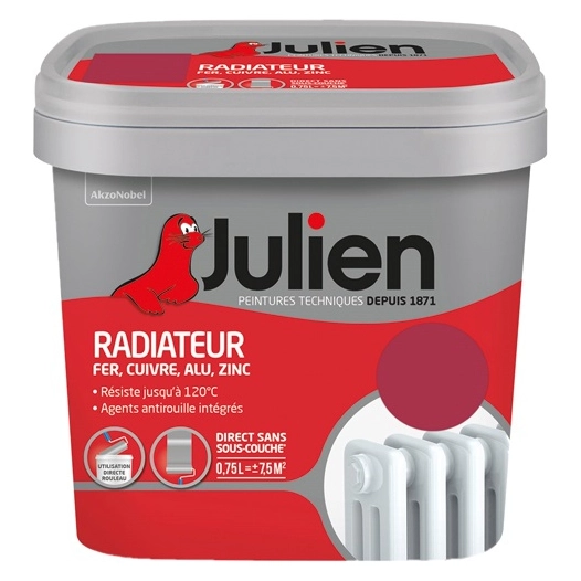 peinture radiateur phase aqueuse satin 0.75l framboise - julien