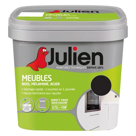 peinture meuble satin 0.75l noir - julien