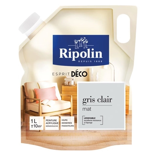rip deco toutes pièces mat 1l gris clair - ripolin