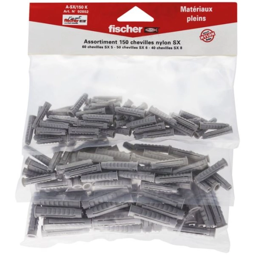 assortiement cheville nylon a-sx sachet de 150 pièces - fischer