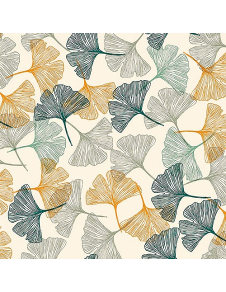 nappe noblessa toile cirée ginkgo pétrole 20mx140cm - noblessa