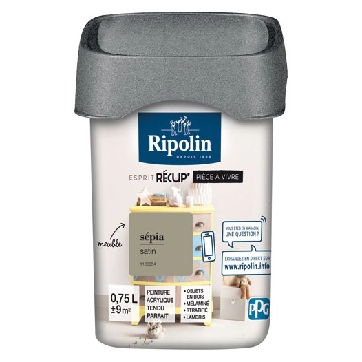 rip recup pièce à vivre satin 0.75l sepia - ripolin