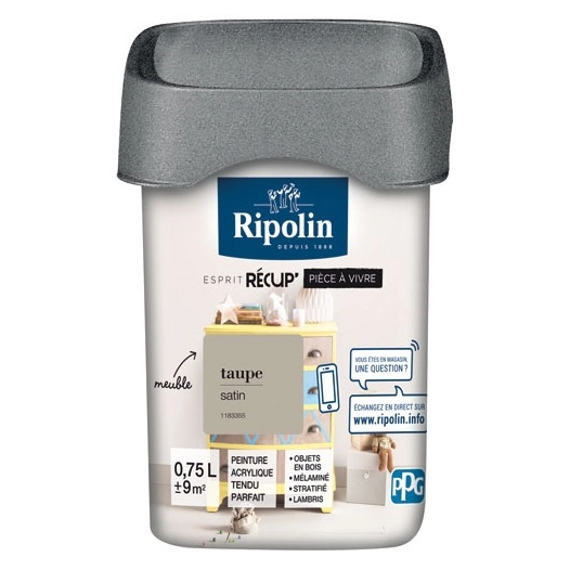 rip recup pièce à vivre satin 0.75l taupe - ripolin