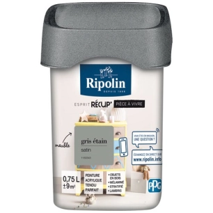 rip recup pièce à vivre satin 0.75l gris étain - ripolin