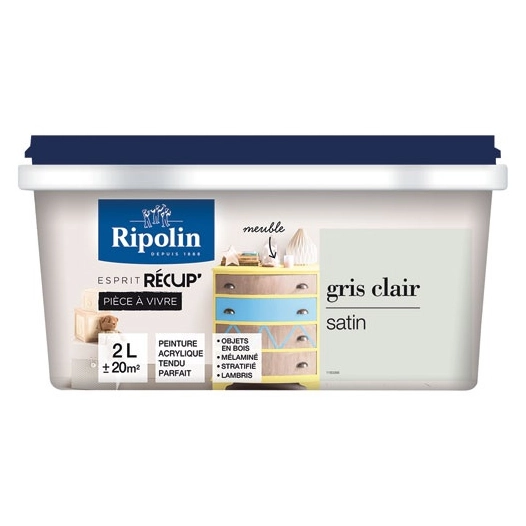 rip recup pièce à vivre satin 2l gris clair - ripolin