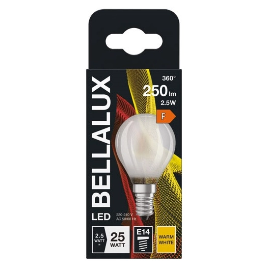 bellalux led dépoli sphère e14 2.5w chaud 250lm - bellalux