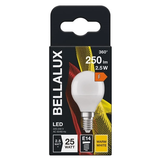 6 bellalux led radiateur dépoli sphère e14 3.3w chaud 250lm - bellalux