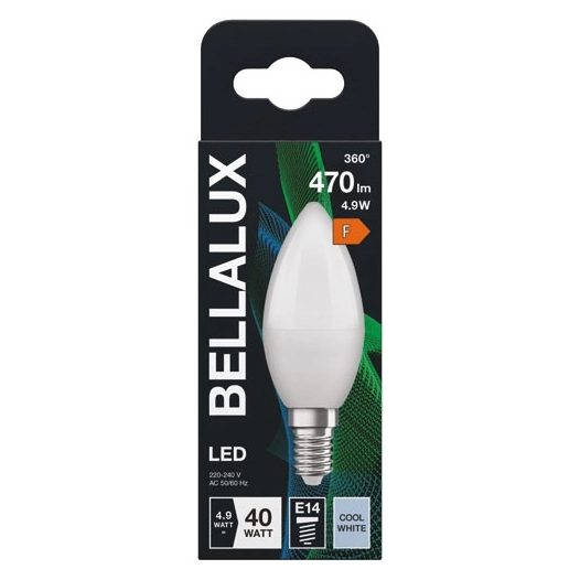 6 bellalux led radiateur dépoli flamme e14 4.9w froid 470lm - bellalux