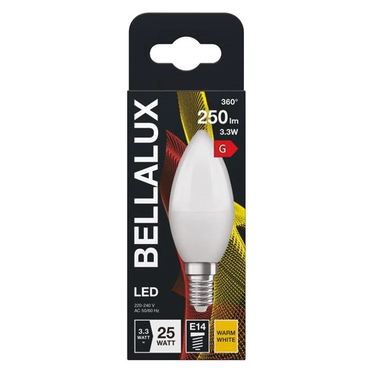 bellalux led radiateur dépoli flamme e14 3.3w chaud 250lm - bellalux