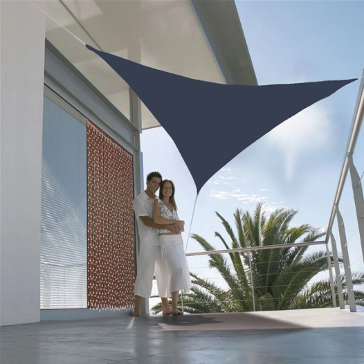 voile ombrage triangulaire 3m gris bleuté - jardiline