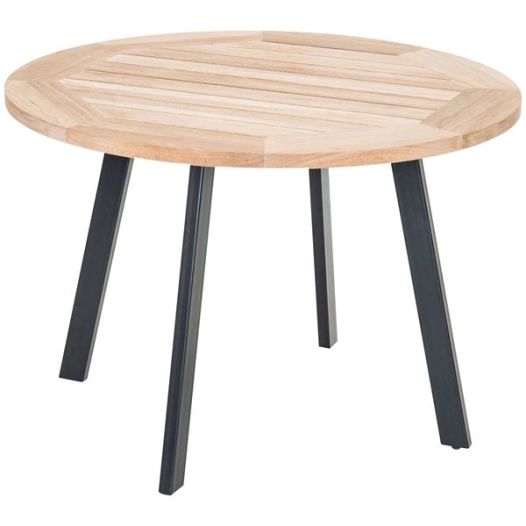 table de jardin ronde cocos teck et acier noir diam 105cm - jardiline