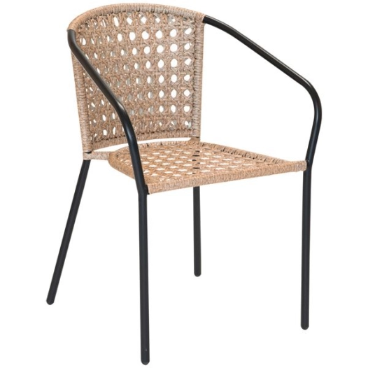 fauteuil de jardin cocos résine et acier noir l66xp55xh78cm - jardiline