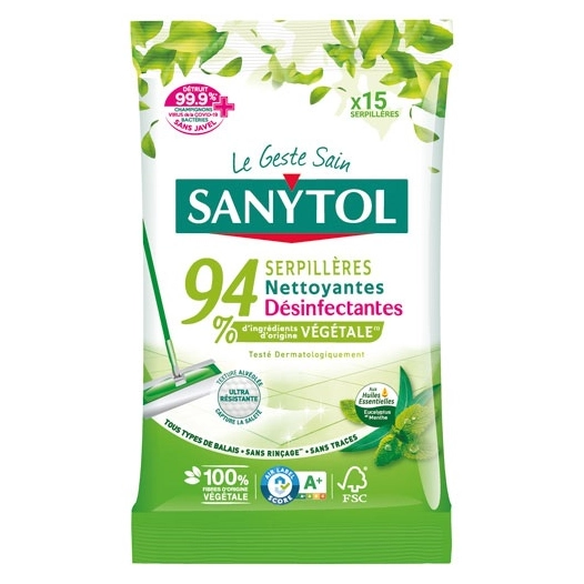 serpillere nettoyantes.desinfectante .eucalyptus menthe x15 - sanytol