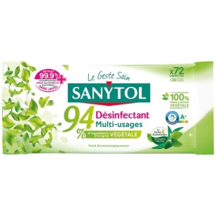 sanytol lingettes desinfectantes x72 eucalyptus-menthe. - sanytol