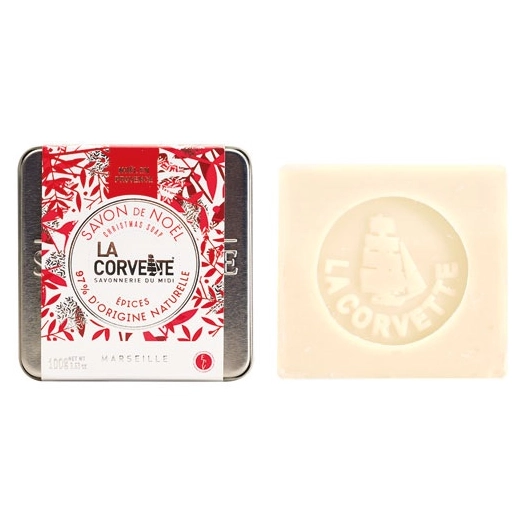 coffret cube savon de noël épices 100 g + boîte - la corvette