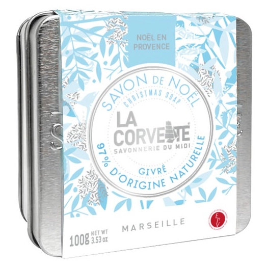 coffret cube savon de noël givré 100 g + boîte - la corvette