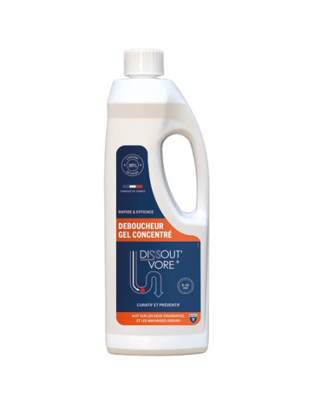 Déboucheur Gel Ultra-Puissant Formule gel concentrée dissolution rapide - DISSOUT