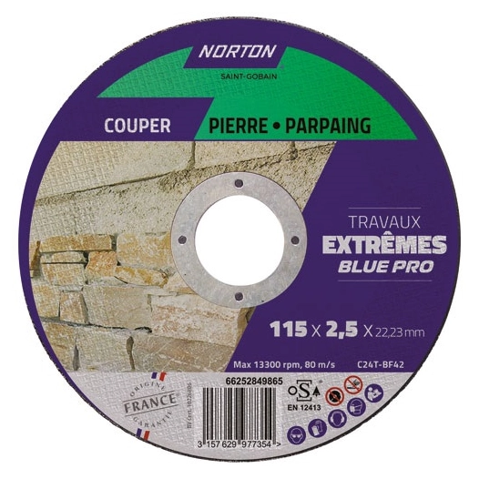 disque tronçonner moyeu déporté extr. matériaux 115x2.5x22 - norton