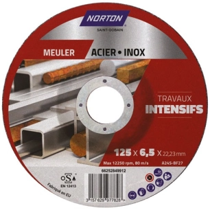 disque à ébarber moyeu déporté intensif métal 125x6.5x22.2 - norton