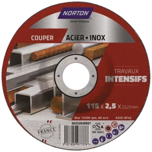 disque à tronçonner intensif métal 115x2.5x22.2 - norton