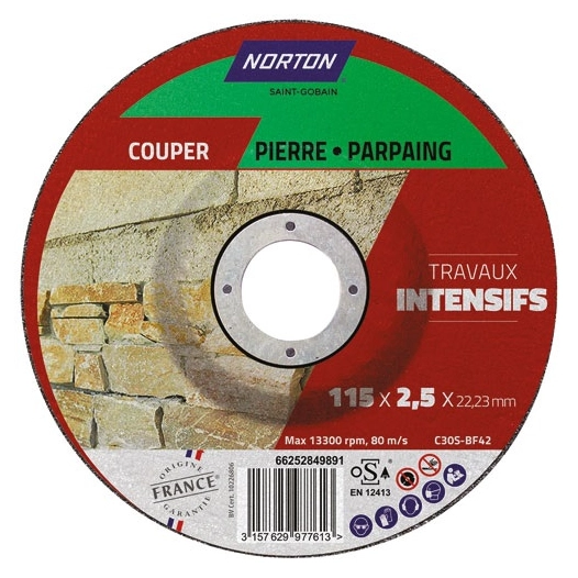 disque à tronçonner intensif matériaux 115x2.5x22.2 - norton