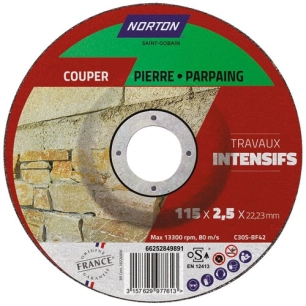 disque à tronçonner intensif matériaux 115x2.5x22.2 - norton
