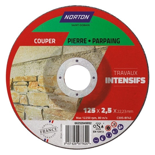 disque à tronçonner intensif matériaux 125x2.5x22.2 - norton