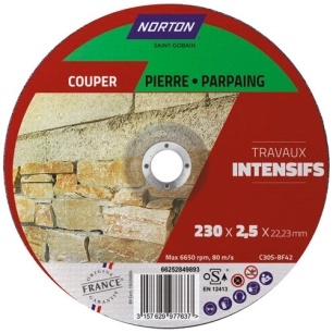 disque à tronçonner intensif matériaux 230x2.5x22.2 - norton
