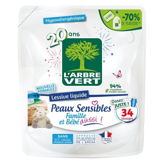 arbre vert recharge lessive px sens famille bebe 1.53l - l'arbre vert