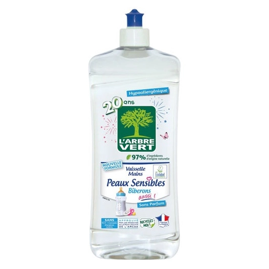 arbre vert vaisselle mains peaux sensibles biberons 750ml - l'arbre vert