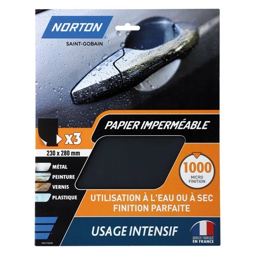 papier imperméable 23x28cm grain 1000 x3 - norton
