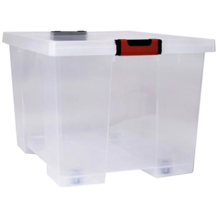 clipstock boite de rangement 75l naturel avec roulettes - eda