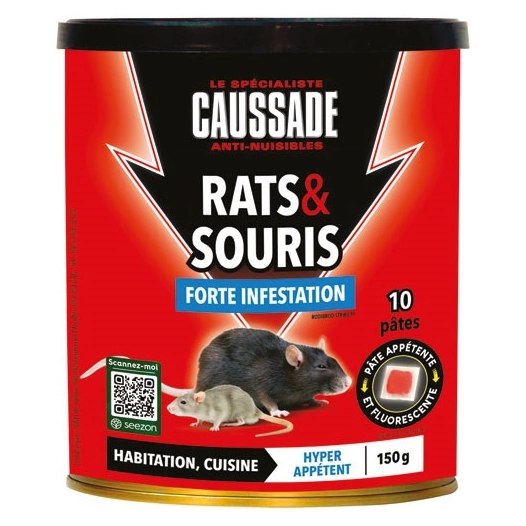 souris rats pâte appât forte infestation 150g - caussade